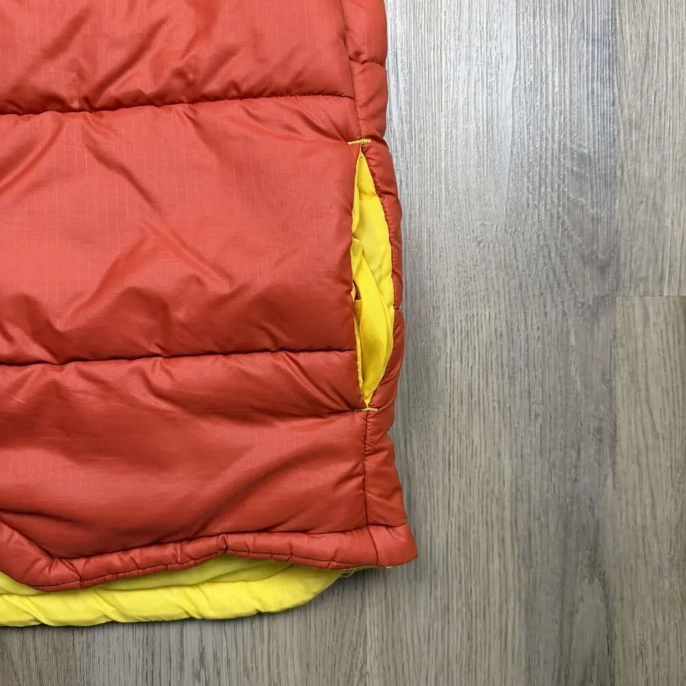 Vintage Gladding Vest Mens XL Orange Nylon Puffer Snap Front Ski 70s Outdoor